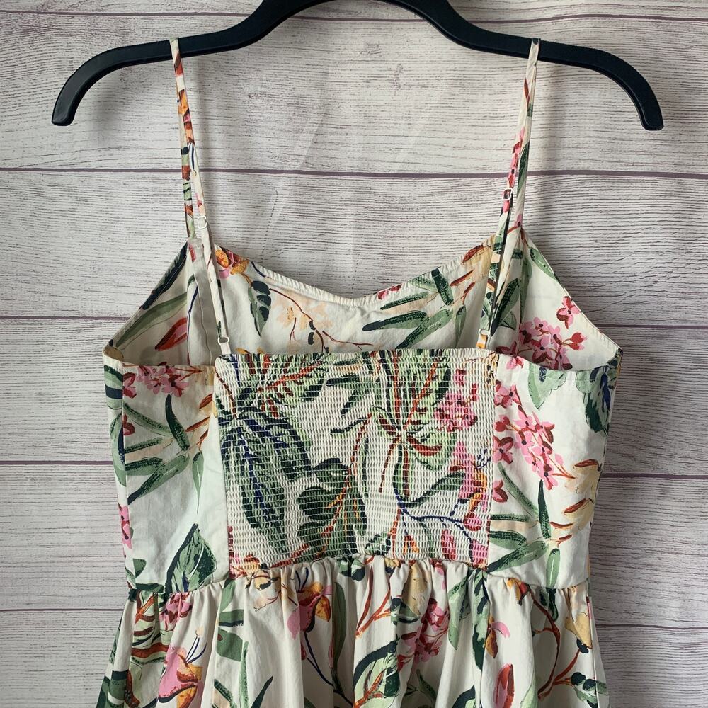 H&M White & Colorful Floral Fit & Flare Mini Dress Adjustable Straps Size Medium - Picture 5 of 11